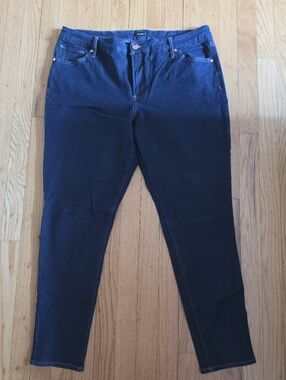 Express Skinny Mid Rise Flexx Hyper Stretch Skinny Jean Dark Blue Sz XL 18 Long